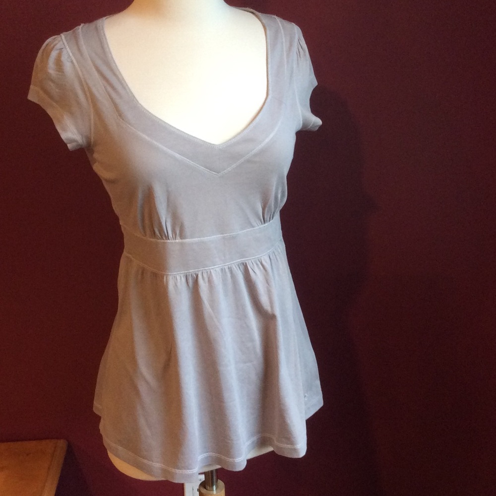 Esprit Grey/Lavender V-Neck Short Sleeve Babydoll Top
